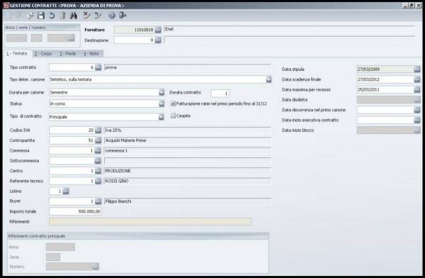 Gestione Contratti Passivi -software gestionale aziendale NTS Business - sisoft srl